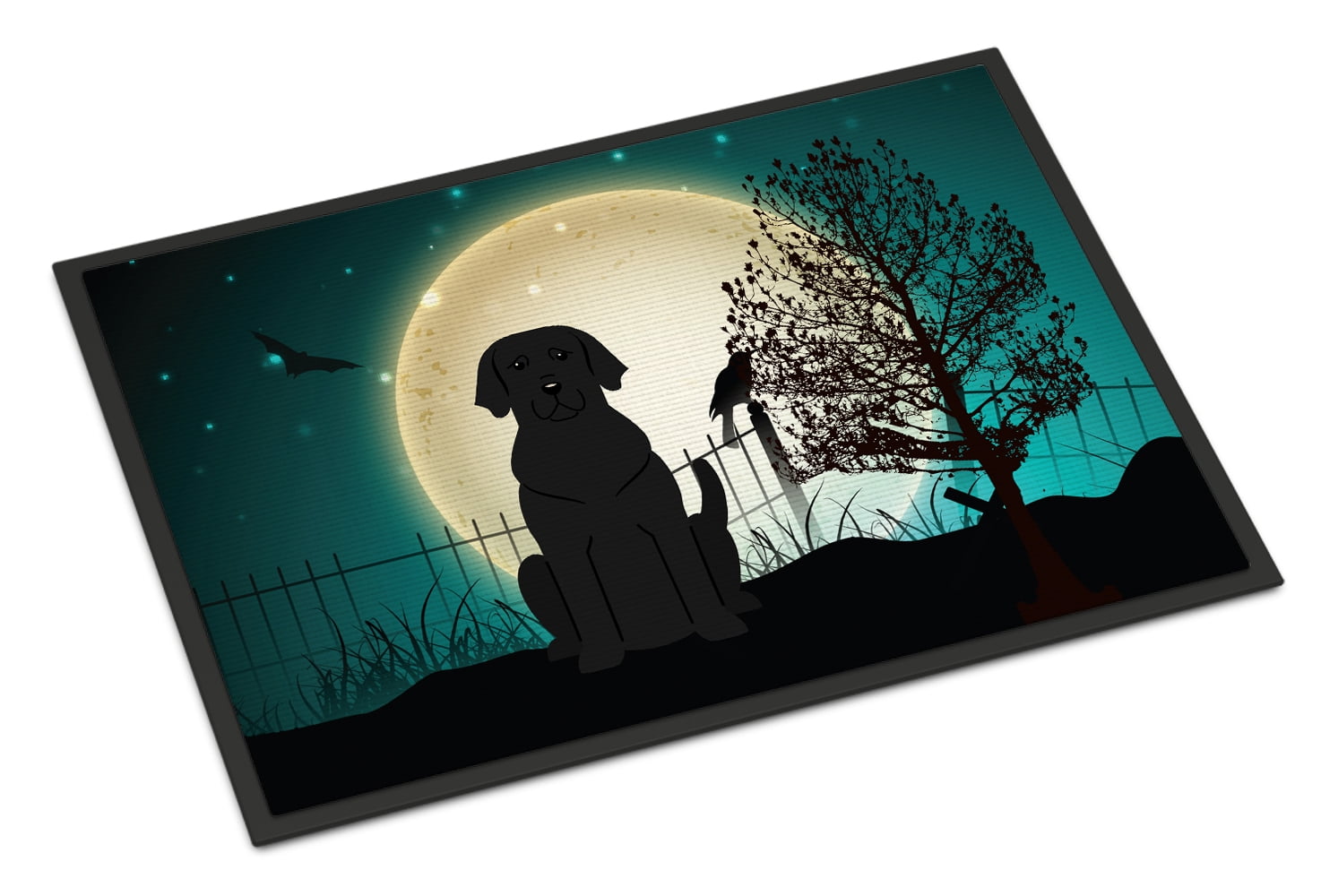 Halloween Scary Black Labrador Door Mat