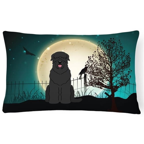 Halloween Scary Black Russian Terrier Canvas Fabric Decorative Pillow