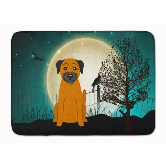 Halloween Scary Border Terrier Machine Washable Memory Foam Mat