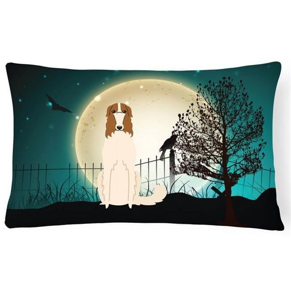 Halloween Scary Borzoi Canvas Fabric Decorative Pillow