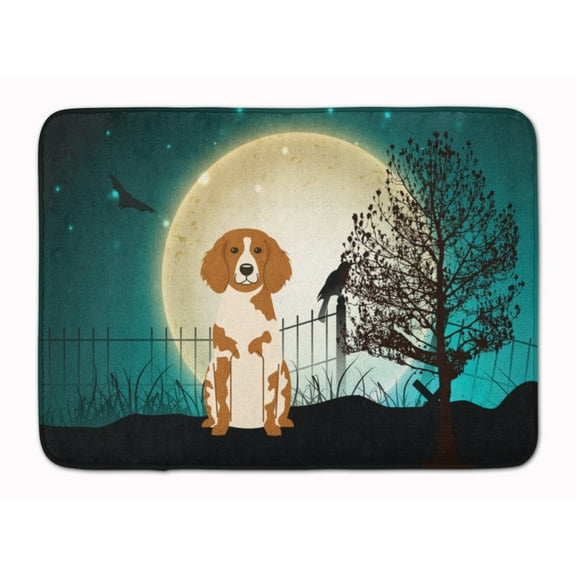 Halloween Scary Brittany Spaniel Machine Washable Memory Foam Mat
