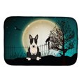 thumbnail image 1 of Halloween Scary Bull Terrier Black White Dish Drying Mat, 1 of 2