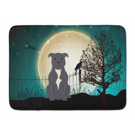 Halloween Scary Bull Terrier Blue Machine Washable Memory Foam Mat