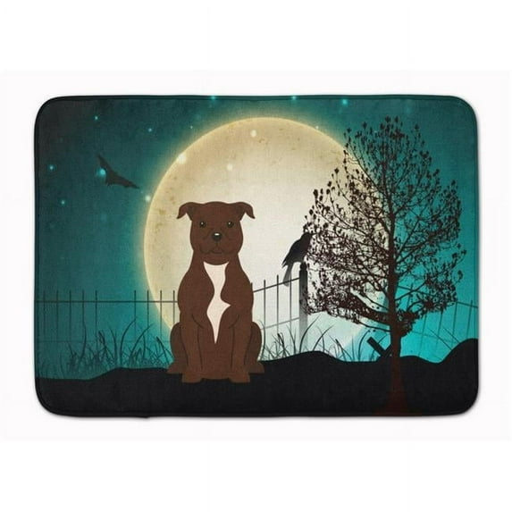 Halloween Scary Bull Terrier Chocolate Machine Washable Memory Foam Mat