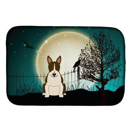 Halloween Scary Bull Terrier Dark Brindle Dish Drying Mat