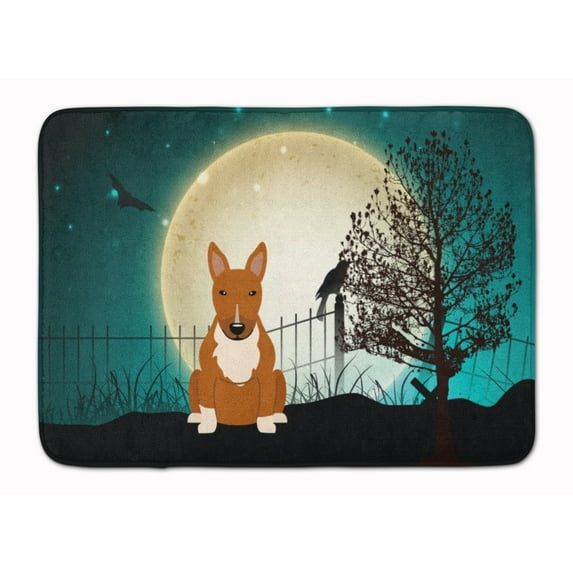 Halloween Scary Bull Terrier Red Machine Washable Memory Foam Mat