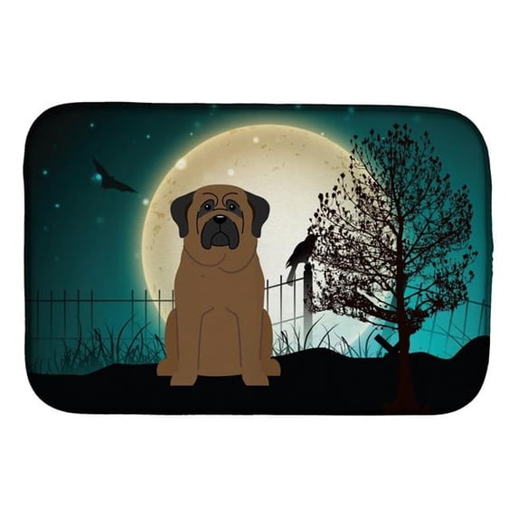 Halloween Scary Bullmastiff Dish Drying Mat