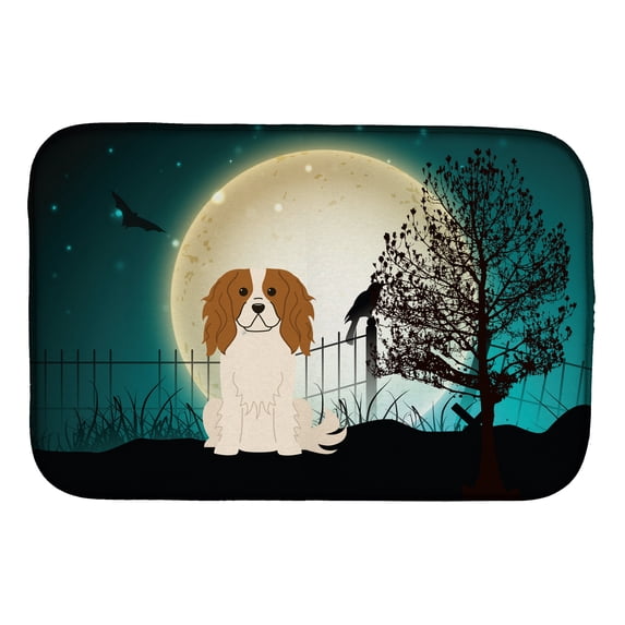 Halloween Scary Cavalier Spaniel Dish Drying Mat