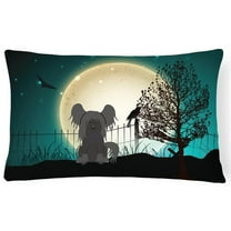 Halloween Scary Chinese Crested Black Canvas Fabric Decorative Pillow