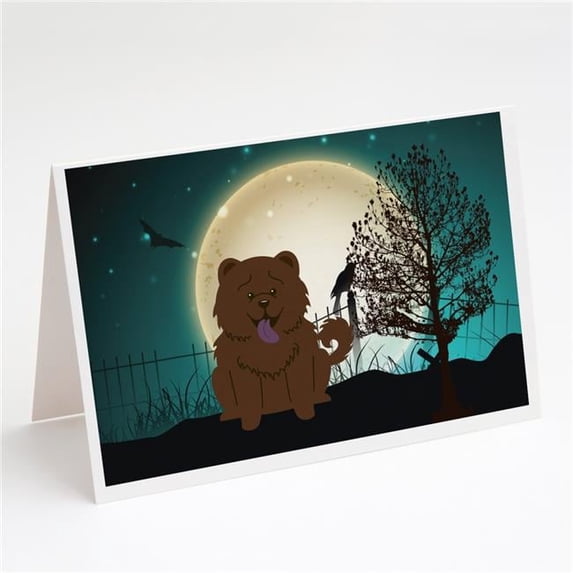 Halloween Scary Chow Chow Chocolate Greeting Cards & Envelopes - Pack of 8