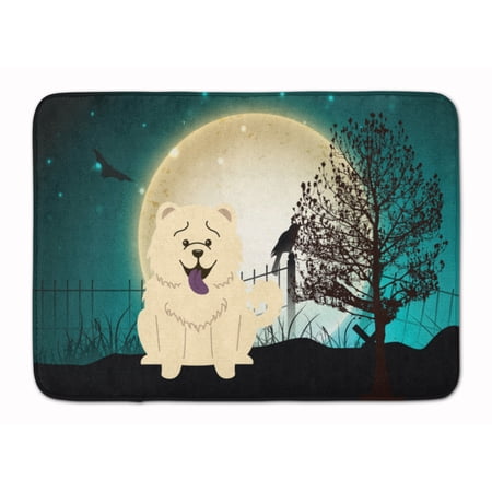 Halloween Scary Chow Chow White Machine Washable Memory Foam Mat