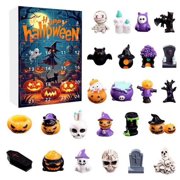 Halloween Scary Countdown Calendar Blind Boxes - 24Pcs Daily Surprises Toys, Resin Material, Holiday Advent Calenda, for Kids Holiday Advent Calenda, 1PC