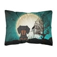 thumbnail image 1 of Halloween Scary Dachshund Black Tan Canvas Fabric Decorative Pillow, 1 of 3