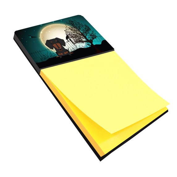 Halloween Scary Dachshund Black Tan Sticky Note Holder