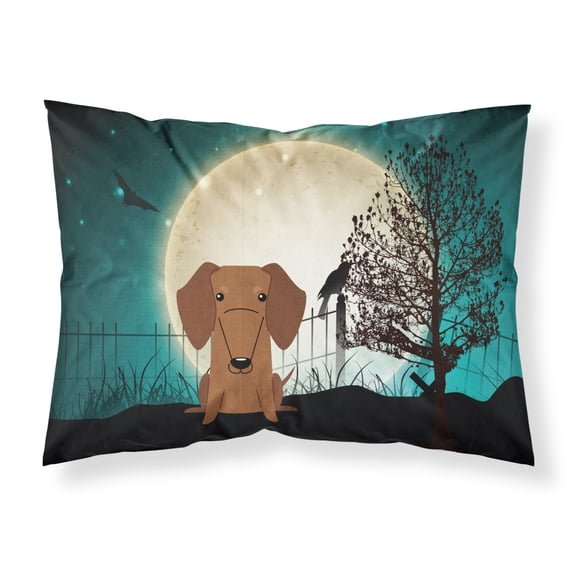 Halloween Scary Dachshund Red Brown Fabric Standard Pillowcase