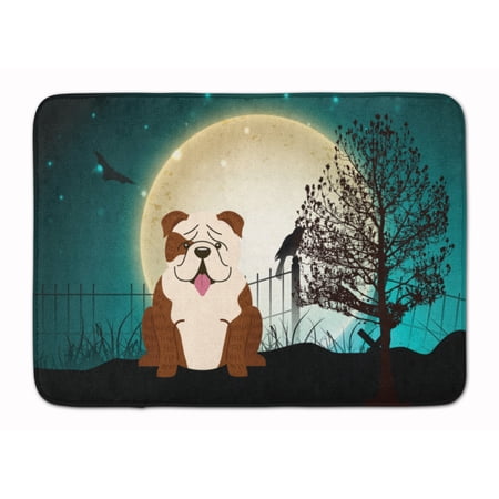 Halloween Scary English Bulldog Brindle White Machine Washable Memory Foam Mat
