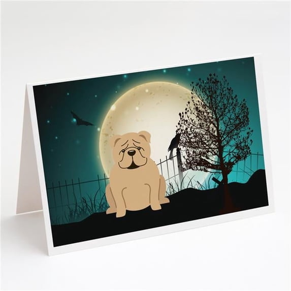 Halloween Scary English Bulldog Fawn Greeting Cards & Envelopes - Pack of 8