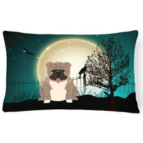 Halloween Scary English Bulldog Grey Brindle Canvas Fabric Decorative Pillow