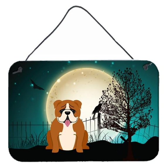 Halloween Scary English Bulldog Red & White Wall or Door Hanging Prints