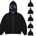 thumbnail image 1 of Halloween Scary Face Print Zip Up Hoodie Casual Cosplay Sweatshirt with Hood Lightweight Fleece Pullover Trendy Spooky Streetwear for Men and Women L, 1 of 5