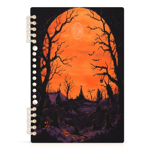 Halloween Scary Forest A5 8.3x5.7in PP Notebook, Adjustable Rings, 60 Sheets, Diary or Journey Note