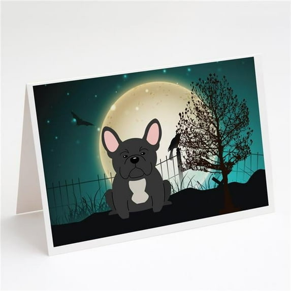 Halloween Scary French Bulldog Black Greeting Cards & Envelopes - Pack of 8