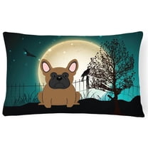 Halloween Scary French Bulldog Brown Canvas Fabric Decorative Pillow