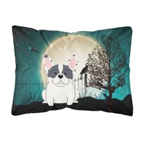 Halloween Scary French Bulldog Piebald Canvas Fabric Decorative Pillow
