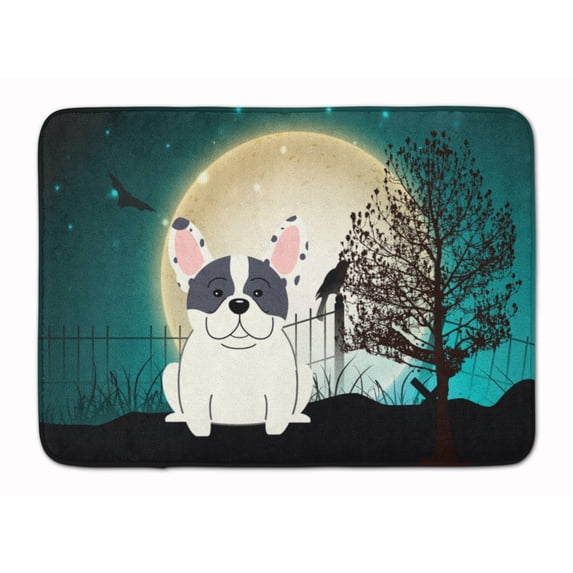 Halloween Scary French Bulldog Piebald Machine Washable Memory Foam Mat