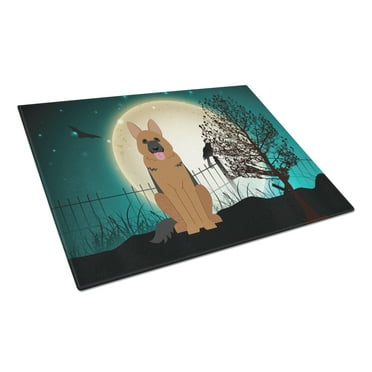 Halloween Scary German Shepherd Glass Cutting Board Large