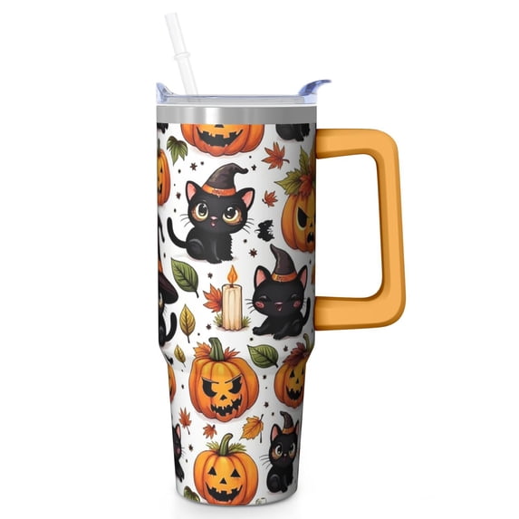 Halloween Scary Ghost 30 Oz Tumbler with Handle and Straw, Spooky Stainless Steel Cup, Gift for Women