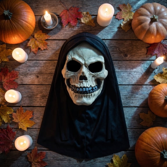 Halloween Scary Ghost Face Mask, Realistic PVC Prank Mask for Themed Party Costumes, Festive Decorations, and Spooky Event Props
