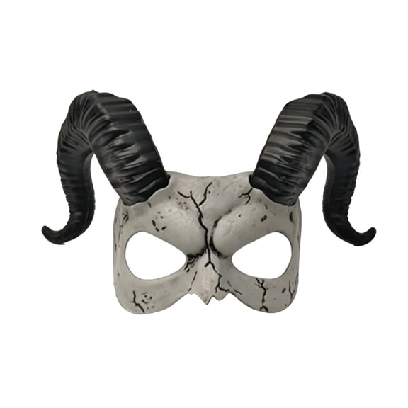 Halloween Scary Goat Demon Mask,Half Face Devil Mask with Horns