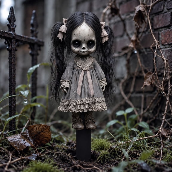 Halloween Scary Ground Stake 2D PVC Potted Plant Yard Ornament, Creepy Scarecrow Outdoor Prop for Garden Window Door and Flower Pot Display, Weather Resistant Spooky Holiday Lawn Accent