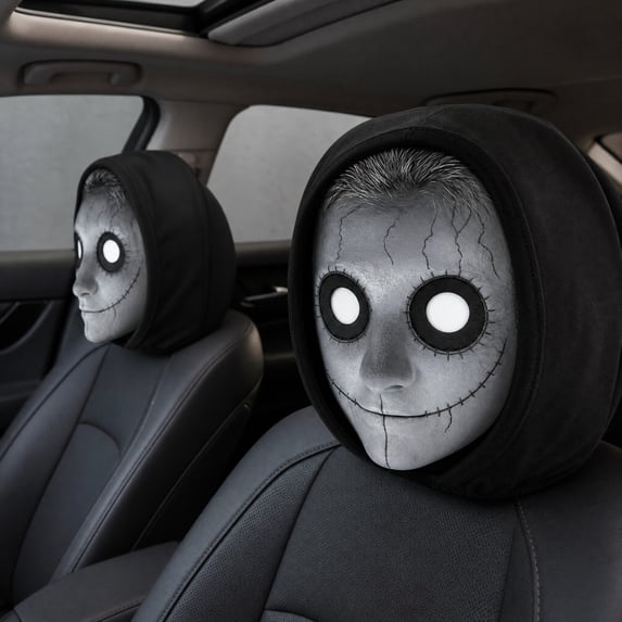 Halloween Scary Headrest Covers For Cars,Ghost Face Headrest Covers 1Pc,Printing Auto Seat Universal Elastic Models Headrest Protector