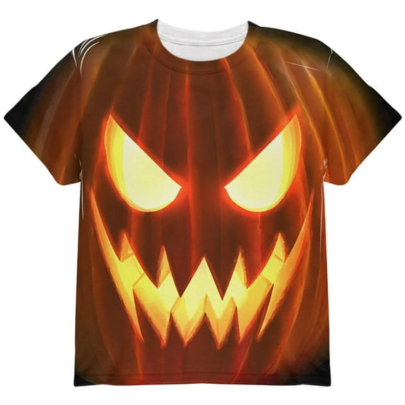 Halloween Scary Jack-O-Lantern Costume All Over Youth T Shirt Multi YXL