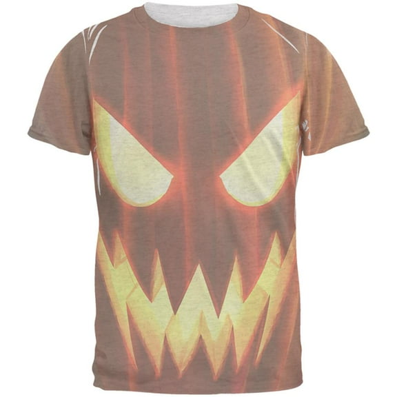 Halloween Scary Jack-O-Lantern Costume Mens T Shirt Heather White SM
