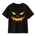 thumbnail image 1 of Halloween Scary Jack O Lantern Face Graphic T-Shirt for Boys, Fun Spooky Short Sleeve Shirt for Fall, 1 of 5