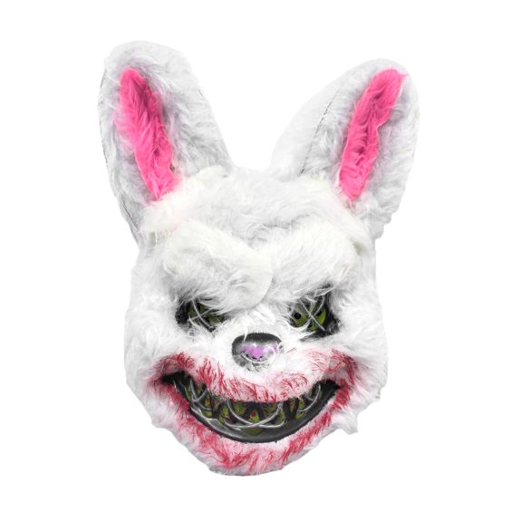 Halloween Scary Mask Bear Rabbit Bunny Mask,Plush Animal Head Mask, Cosplay Costume Props Halloween Party,13.7 *11.4 in.