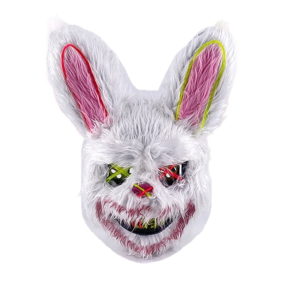 Halloween Scary Mask Bear Rabbit Bunny Mask,Plush Animal Head Mask, Cosplay Costume Props Halloween Party,13.7 *11.4 in.