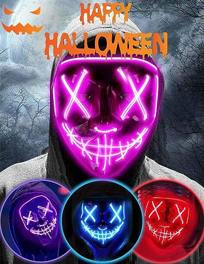 Halloween Scary Mask Cosplay Led Costume Mask EL Wire Light Up For ...