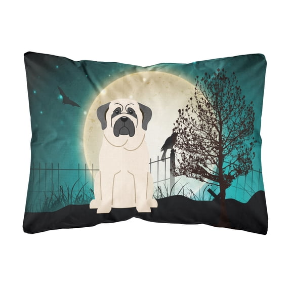 Halloween Scary Mastiff White Canvas Fabric Decorative Pillow