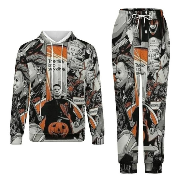 Halloween Scary Michael Myers Adult Hoodies And Sweatpants Set Sweatshirts Jogger Pants 2 Pcs Hooded Hoody Tracksuits Set Suit Winter Daily Unisex Sweatsuit