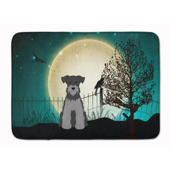 Halloween Scary Miniature Schnauzer Black Silver Machine Washable Memory Foam Mat