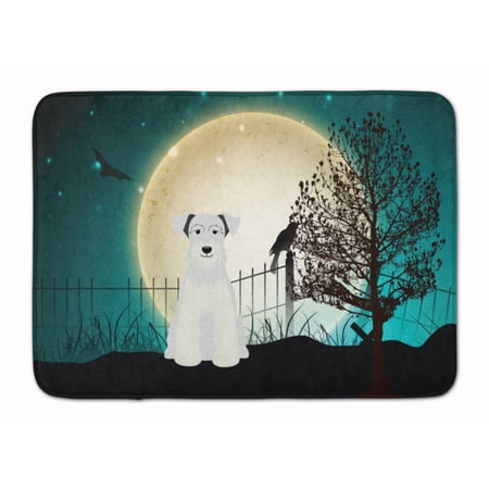 Halloween Scary Miniature Schnauzer White Machine Washable Memory Foam Mat