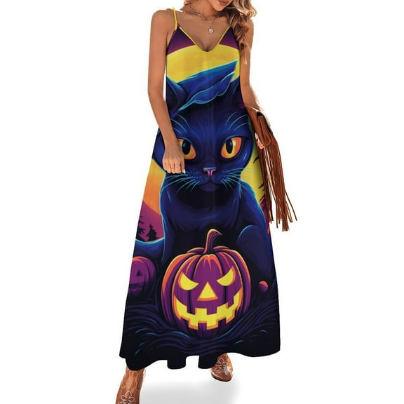 Halloween Scary Night Full Moon Fine Art Sleeveless Dress Summer Dress Woman 2025