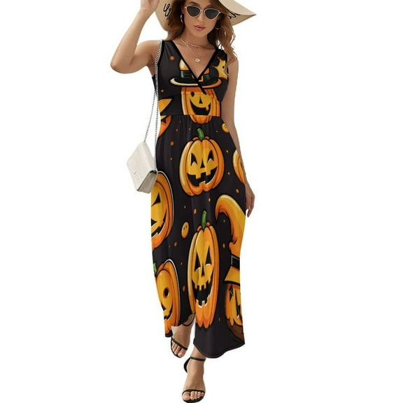 Halloween Scary Night Full Moon Sleeveless Dress Female Clothing Dress Women Summer 2025 Dress