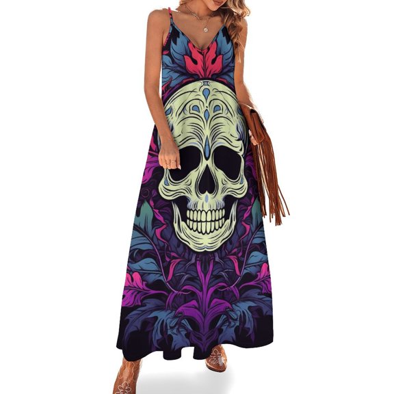 Halloween Scary Night Full Moon Sleeveless Dress Women's Luxury Party Dress Birthday Dresses for Women