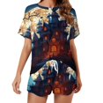 thumbnail image 1 of Halloween Scary Night Full Moon Women's Ruffle Short Sleeve Tops And Shorts Cute Peeps Bunny Pajamas Sets, 1 of 7