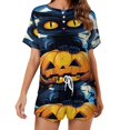 thumbnail image 1 of Halloween Scary Night Full Moon Women's Ruffle Short Sleeve Tops And Shorts Cute Peeps Bunny Pajamas Sets, 1 of 7